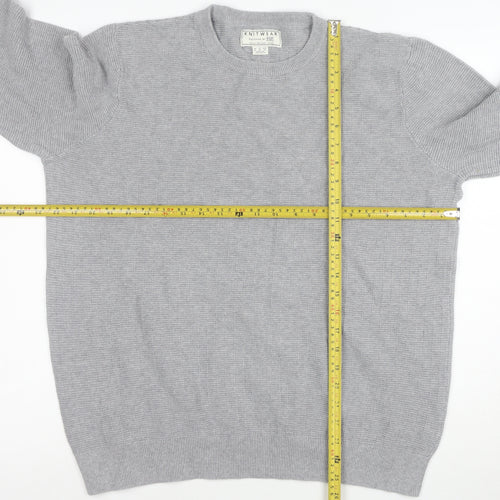 F&F Men’s Grey Cotton Knit Crew Neck Jumper XL