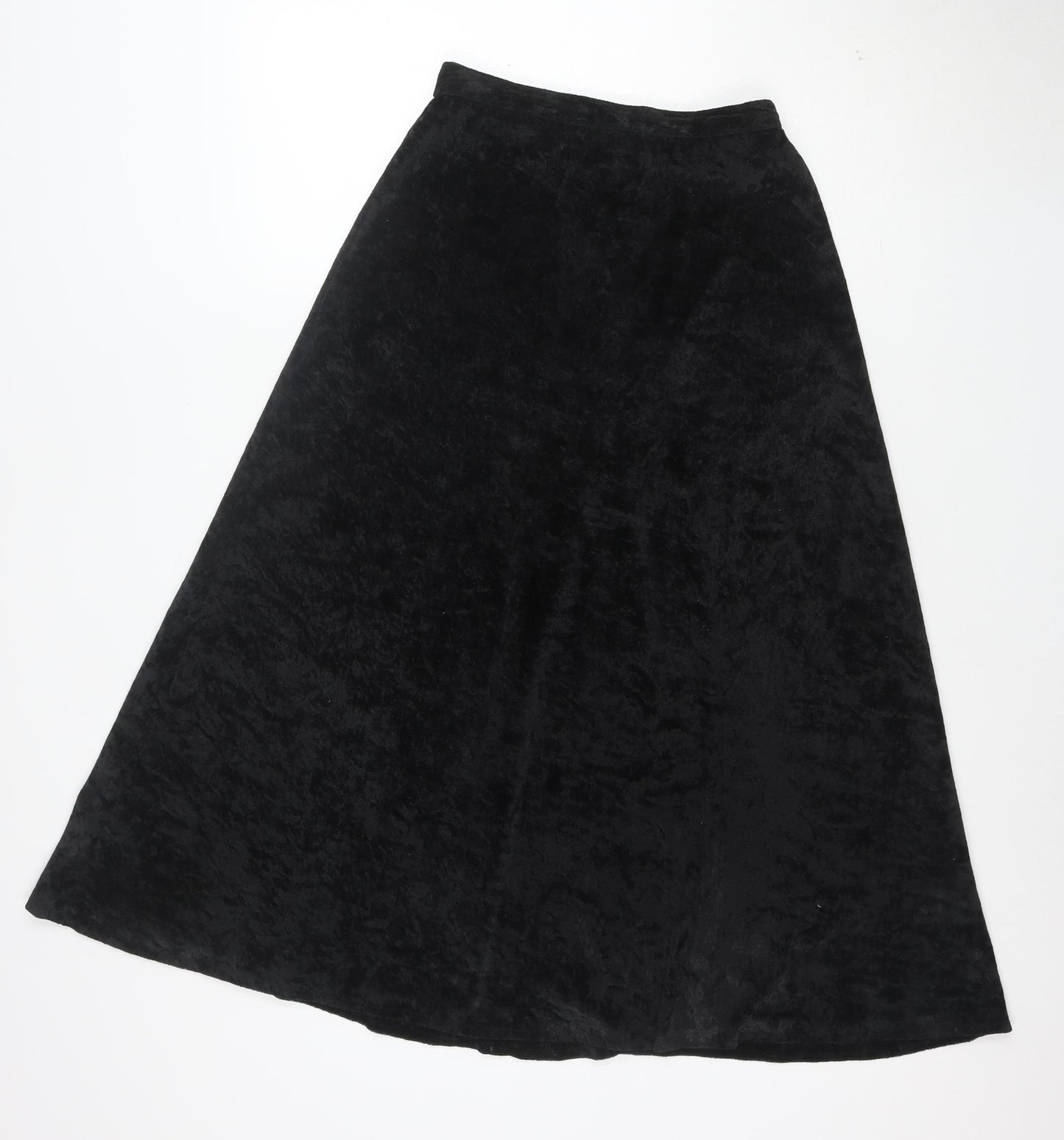Topshop Womens Black Velvet A-Line Midi Skirt Size 12