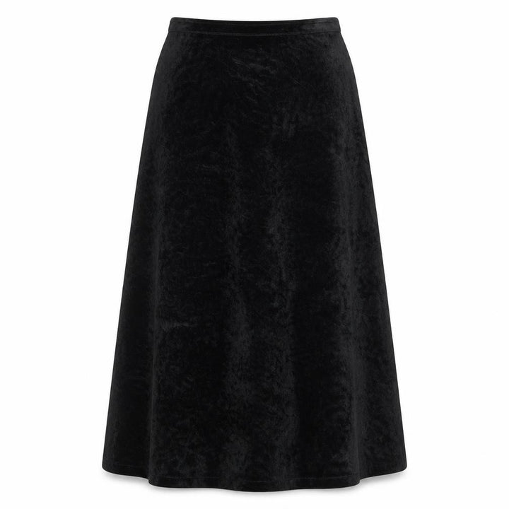 Topshop Womens Black Velvet A-Line Midi Skirt Size 12