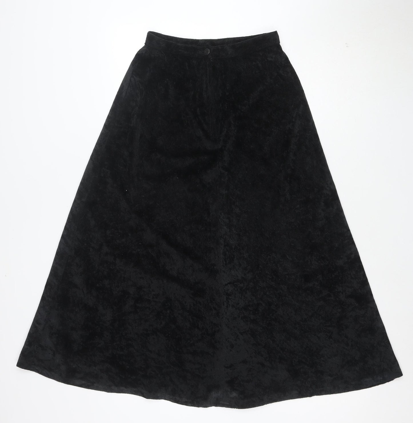 Topshop Womens Black Velvet A-Line Midi Skirt Size 12