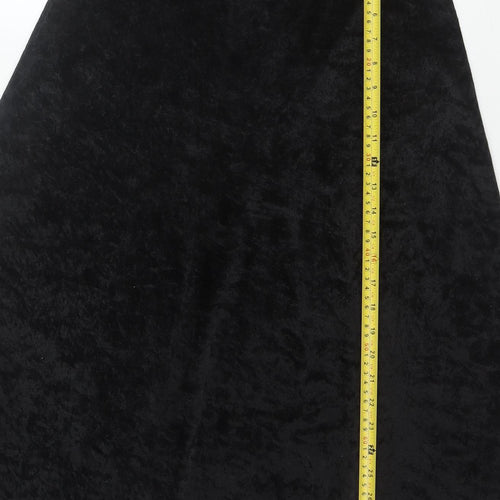 Topshop Womens Black Velvet A-Line Midi Skirt Size 12