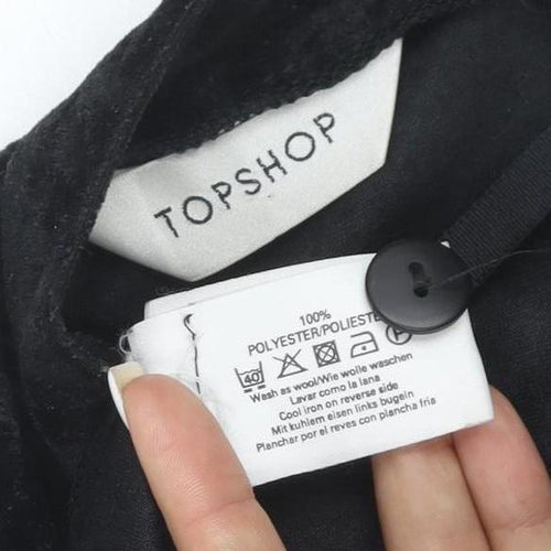 Topshop Womens Black Velvet A-Line Midi Skirt Size 12