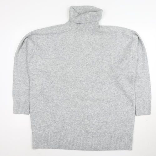 Marks and Spencer Women Grey M Roll Neck Wool Blend Jumper