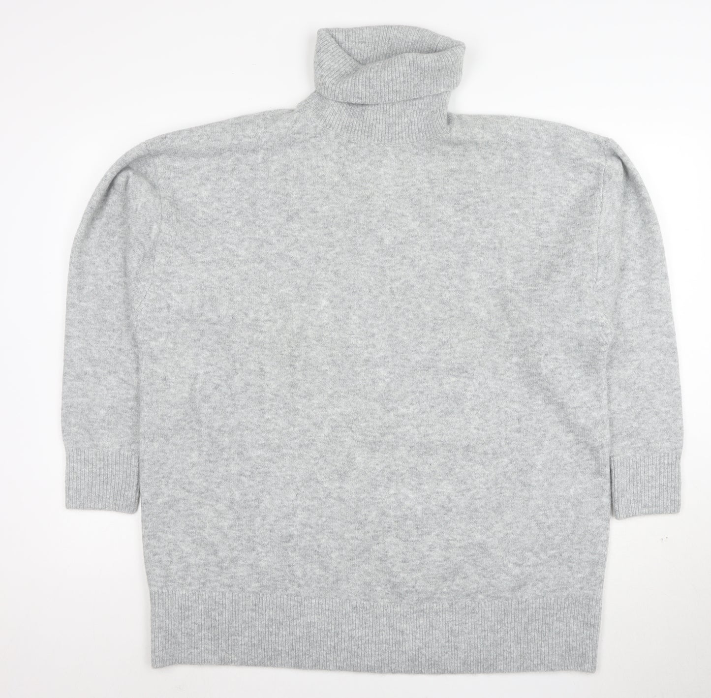 Marks and Spencer Women Grey M Roll Neck Wool Blend Jumper