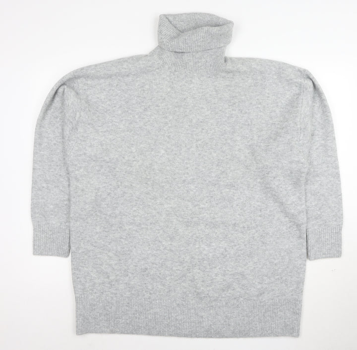Marks and Spencer Women Grey M Roll Neck Wool Blend Jumper