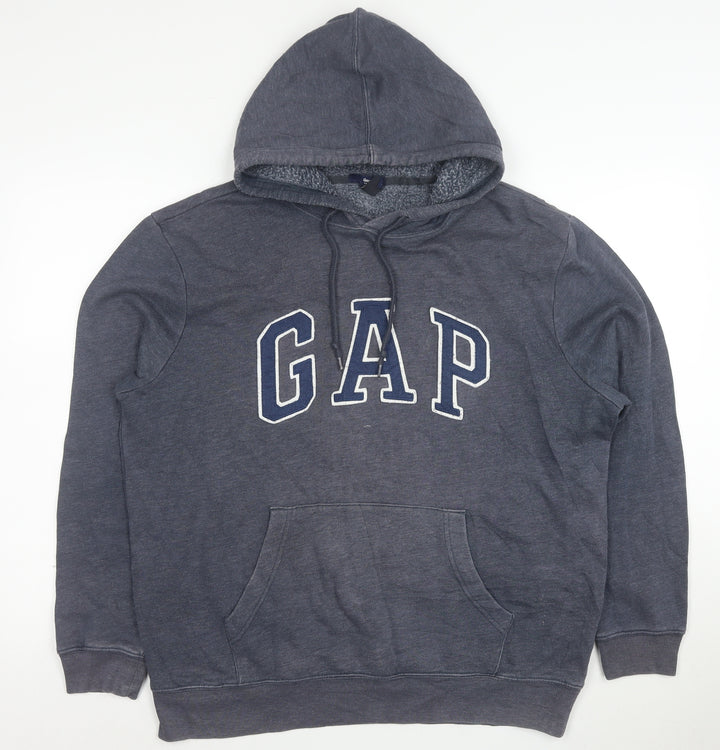 GAP Men's Grey Pullover Hoodie Size L Logo Fleece Sweatshirt