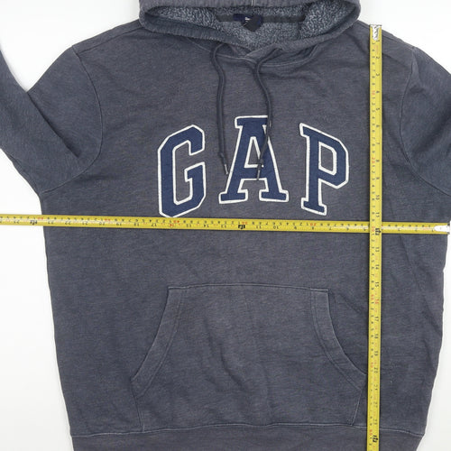 GAP Men's Grey Pullover Hoodie Size L Logo Fleece Sweatshirt