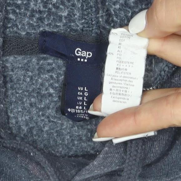 GAP Men's Grey Pullover Hoodie Size L Logo Fleece Sweatshirt
