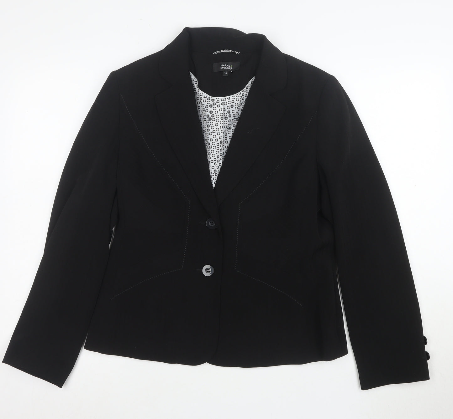 Marks and Spencer Womens Black Size 14 Classic Two-Button Suit Jacket