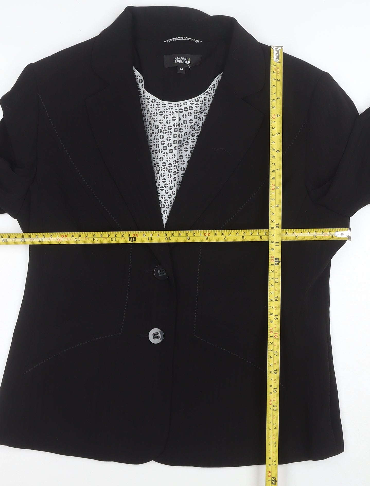 Marks and Spencer Womens Black Size 14 Classic Two-Button Suit Jacket