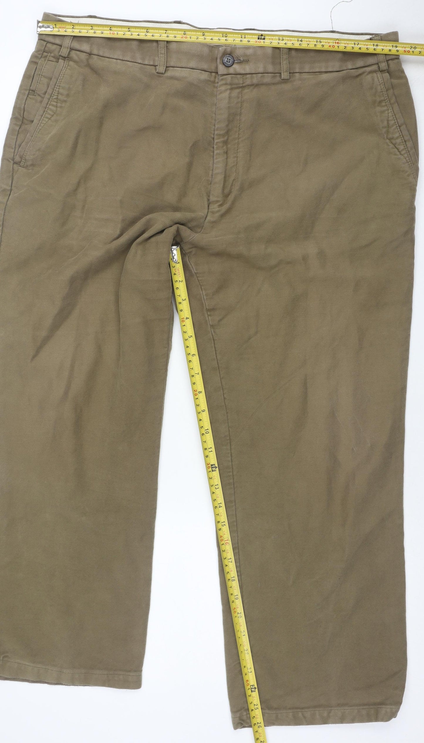 Marks and Spencer Blue Harbour Men's Beige 40W 29L Chino Trousers
