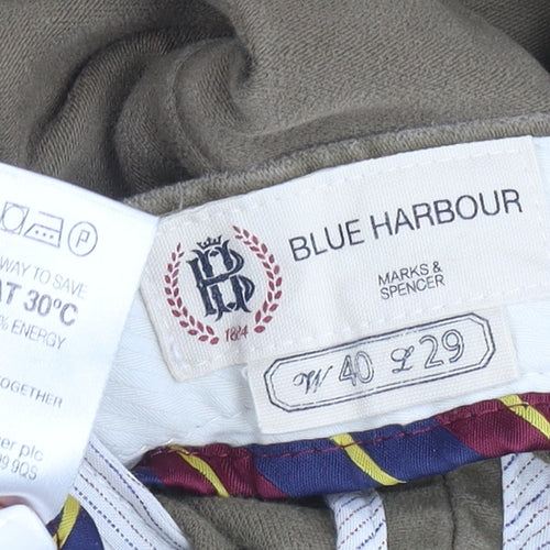 Marks and Spencer Blue Harbour Men's Beige 40W 29L Chino Trousers