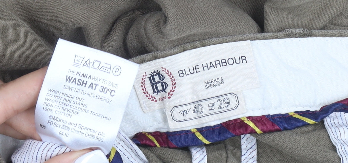 Marks and Spencer Blue Harbour Men's Beige 40W 29L Chino Trousers