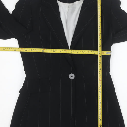 Wallis Women's Black Pinstripe Single-Breasted Blazer Size 10