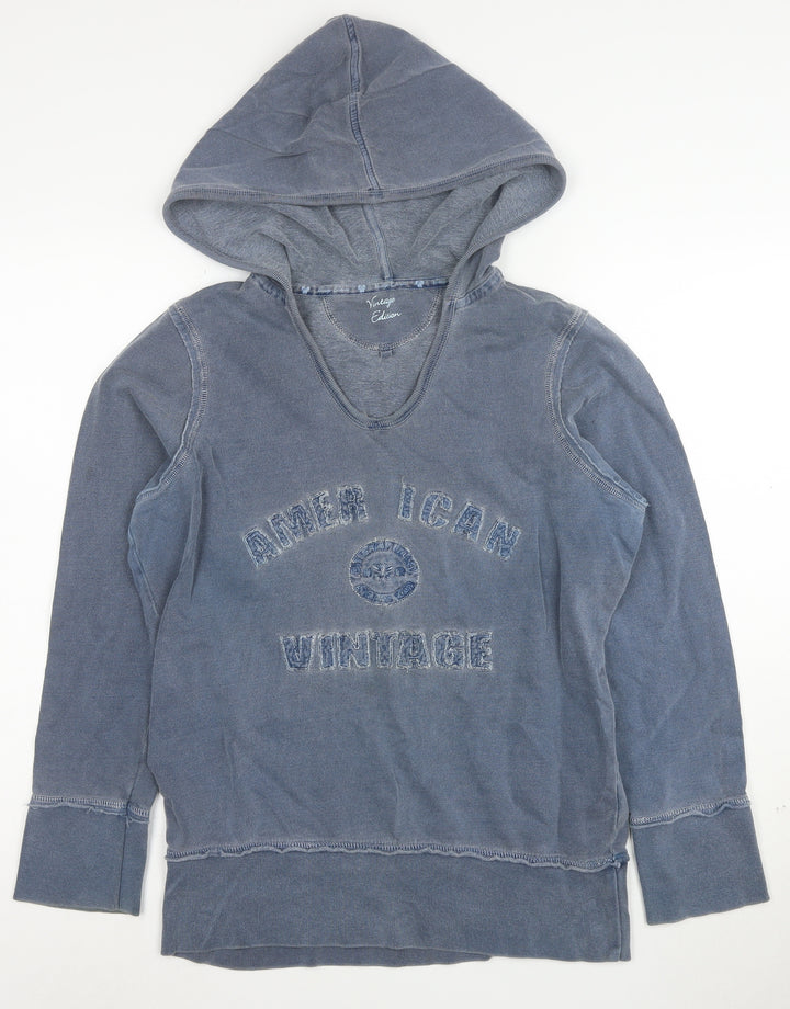 Next Women Blue Vintage Edition Pullover Hoodie UK 16 Cotton Casual