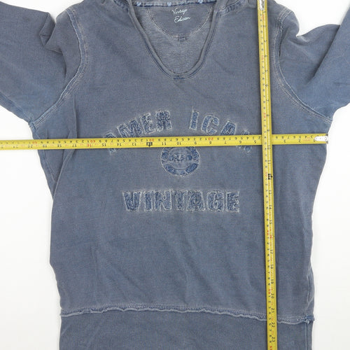 Next Women Blue Vintage Edition Pullover Hoodie UK 16 Cotton Casual