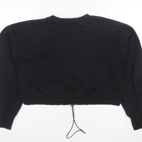 PrettyLittleThing Womens Black Size 8 Cropped Drawstring Sweatshirt