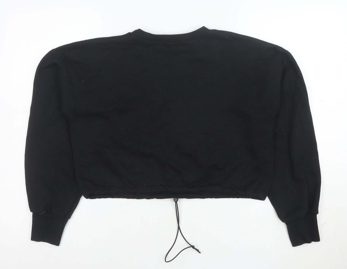 PrettyLittleThing Womens Black Size 8 Cropped Drawstring Sweatshirt