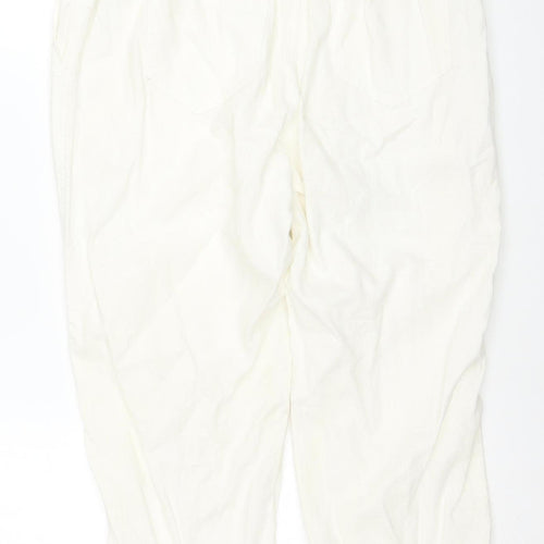 George Women's White Cargo Trousers Size 10 Elastic Waist
