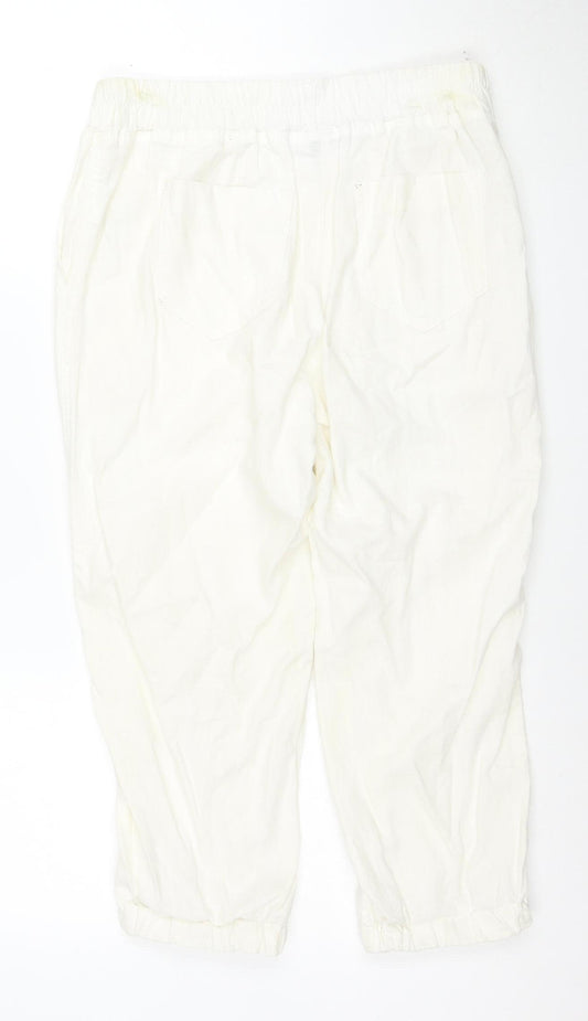 George Women's White Cargo Trousers Size 10 Elastic Waist