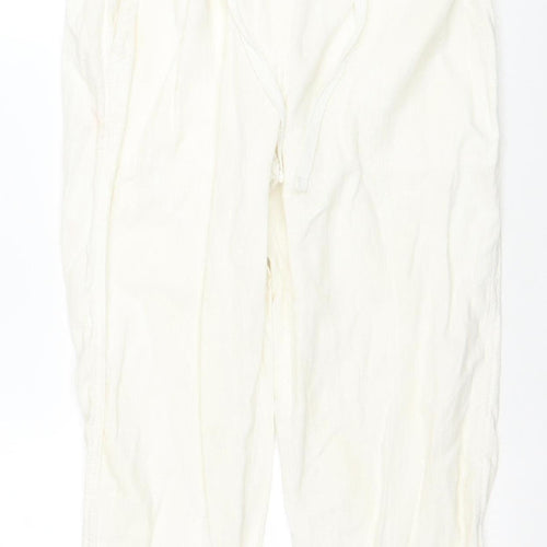 George Women's White Cargo Trousers Size 10 Elastic Waist