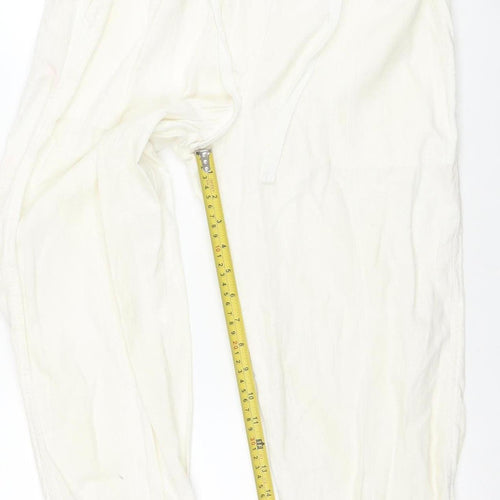 George Women's White Cargo Trousers Size 10 Elastic Waist