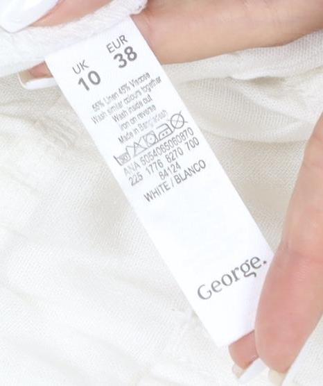 George Women's White Cargo Trousers Size 10 Elastic Waist