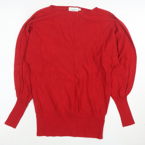 New Look Women Red Size 8 Long Sleeve Pullover Jumper Viscose Blend