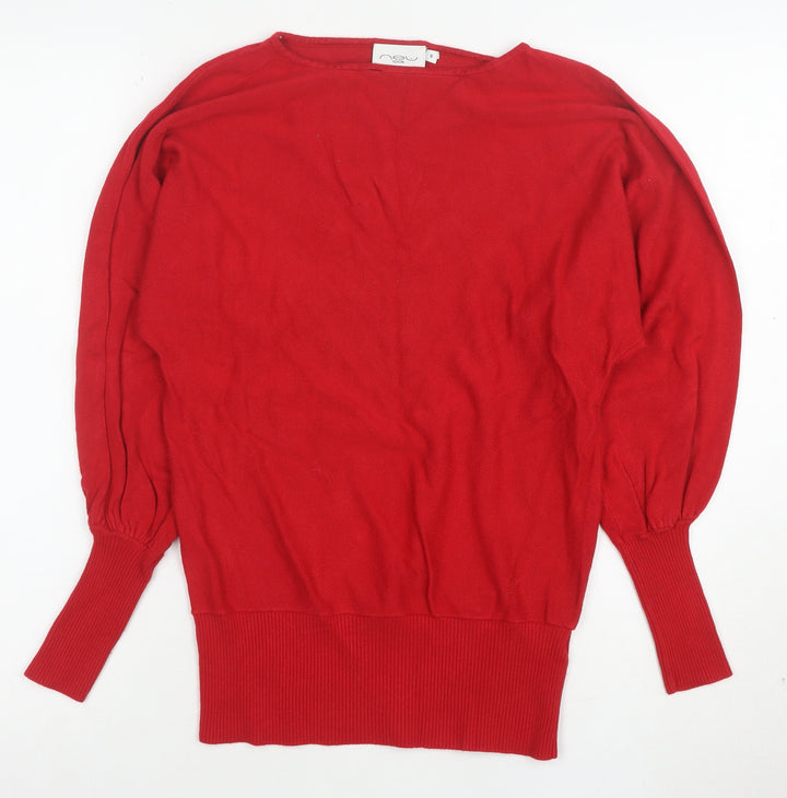 New Look Women Red Size 8 Long Sleeve Pullover Jumper Viscose Blend