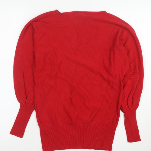New Look Women Red Size 8 Long Sleeve Pullover Jumper Viscose Blend