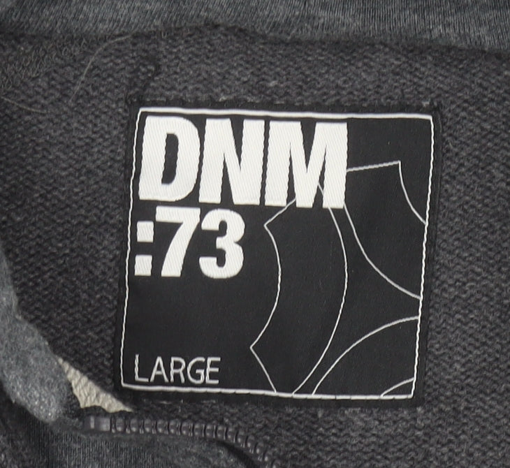 DNM:73 Men's Grey Hooded Knit Bomber Jacket Size L