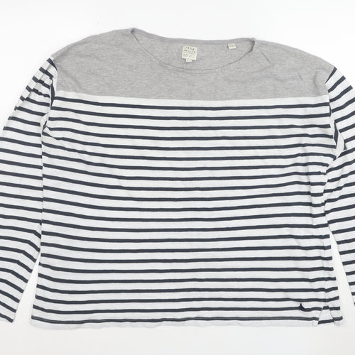 Jack Wills Womens Grey Striped Long Sleeve Cotton T-Shirt UK12