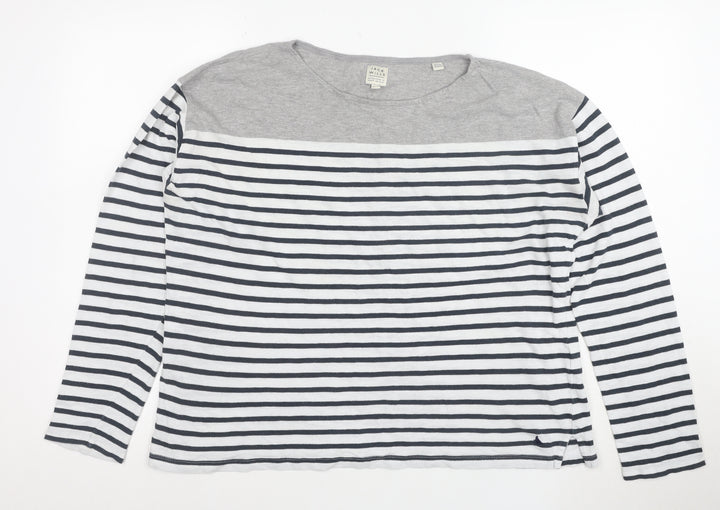 Jack Wills Womens Grey Striped Long Sleeve Cotton T-Shirt UK12