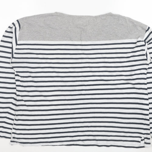 Jack Wills Womens Grey Striped Long Sleeve Cotton T-Shirt UK12
