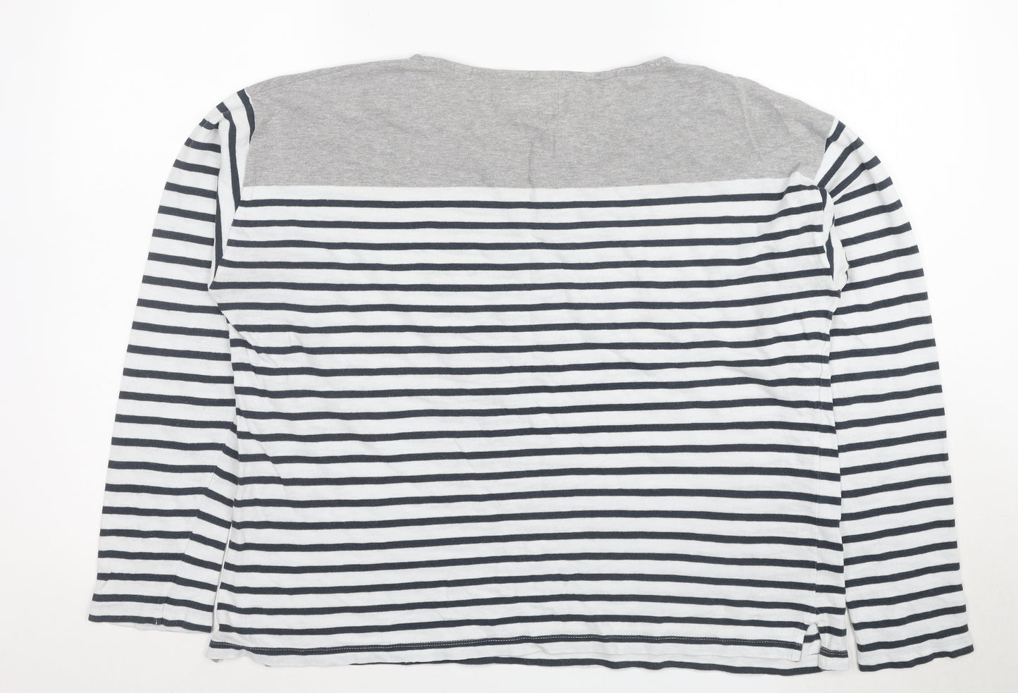 Jack Wills Womens Grey Striped Long Sleeve Cotton T-Shirt UK12