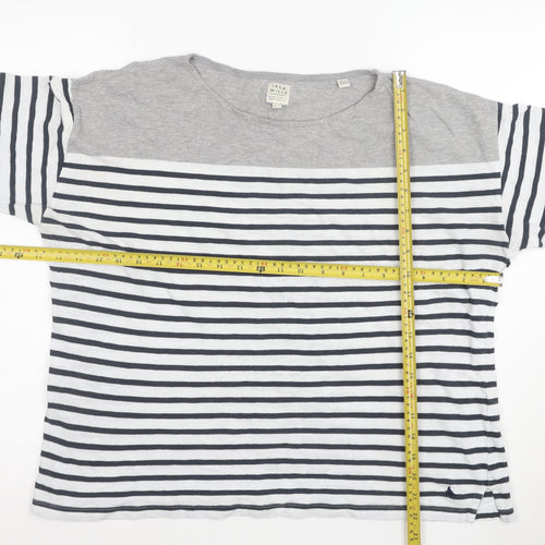 Jack Wills Womens Grey Striped Long Sleeve Cotton T-Shirt UK12