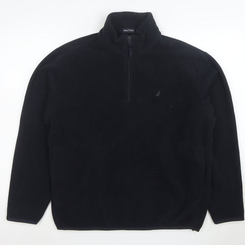 Nautica Women Navy Blue Fleece 1/2 Zip Pullover Sweatshirt M