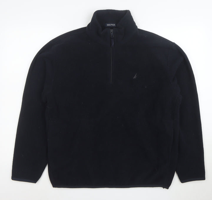 Nautica Women Navy Blue Fleece 1/2 Zip Pullover Sweatshirt M