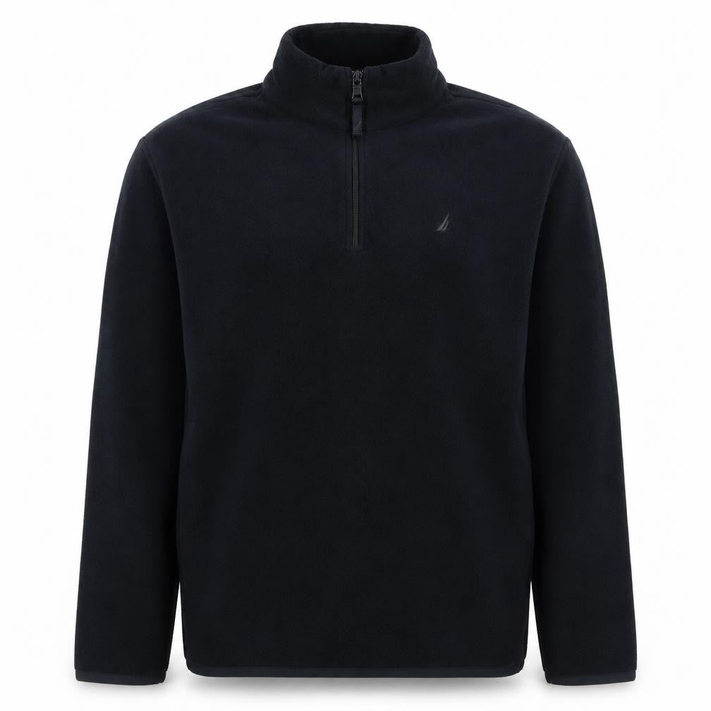 Front view of Nautica Women Navy Blue Fleece 1/2 Zip Pullover Sweatshirt M