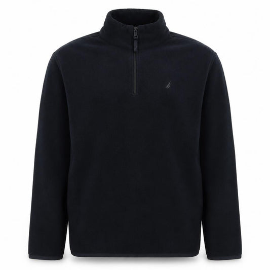 Front view of Nautica Women Navy Blue Fleece 1/2 Zip Pullover Sweatshirt M