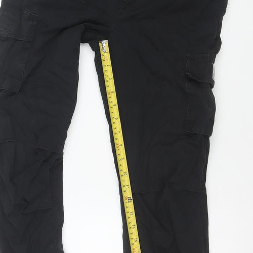 Monsoon Boys Black Cargo Trousers 11 Years Elastic Waist Cotton Blend