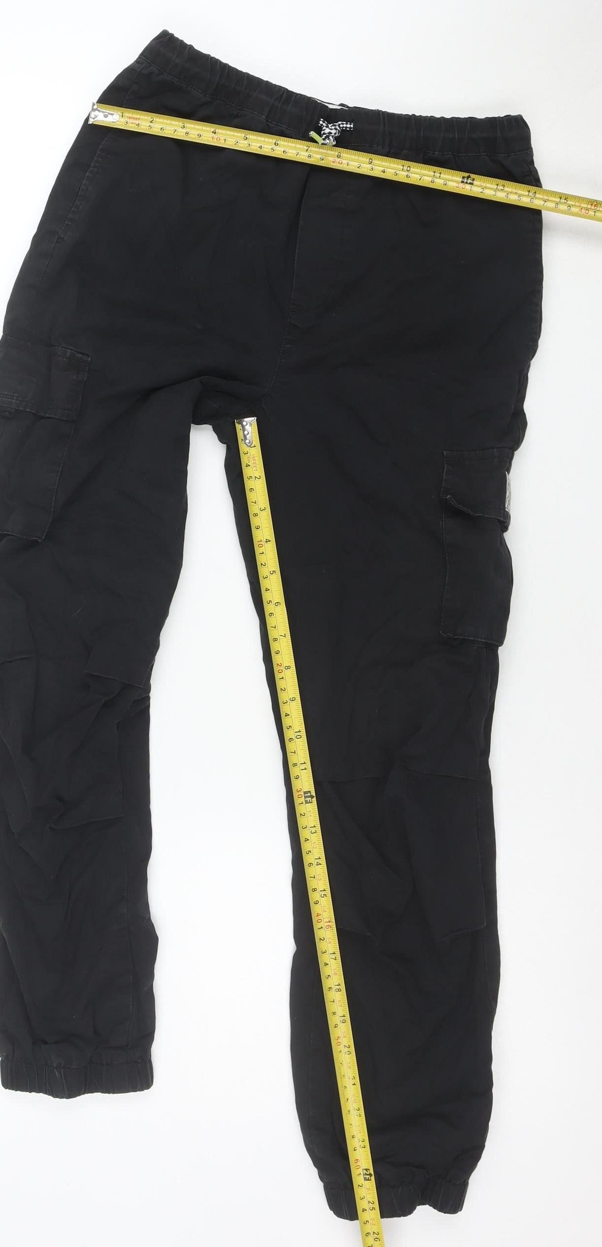 Monsoon Boys Black Cargo Trousers 11 Years Elastic Waist Cotton Blend