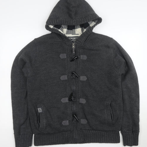 Kensington Dockside Men's Grey Hooded Duffle Jacket Size L Wool Blend