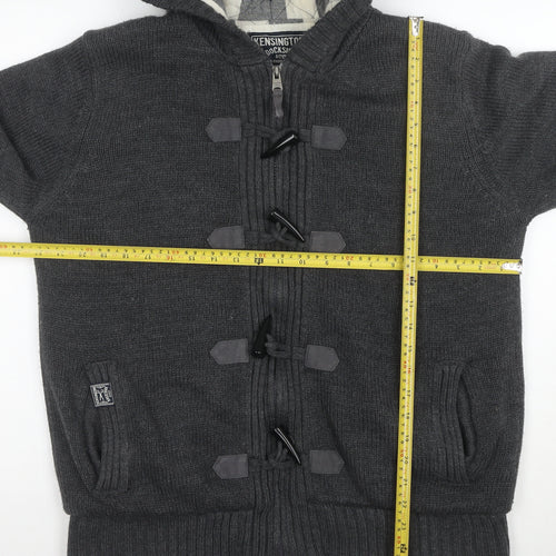 Kensington Dockside Men's Grey Hooded Duffle Jacket Size L Wool Blend