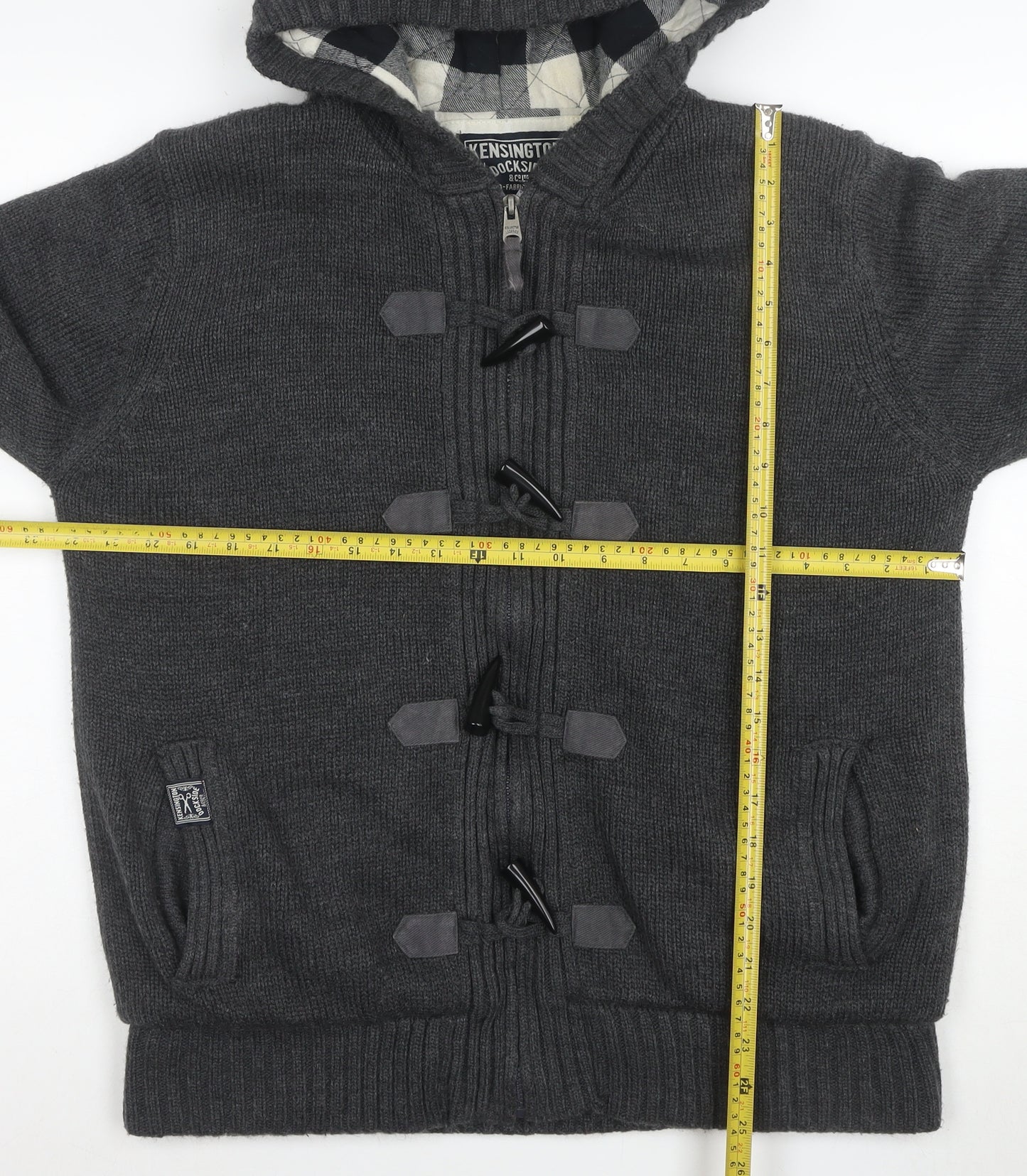 Kensington Dockside Men's Grey Hooded Duffle Jacket Size L Wool Blend