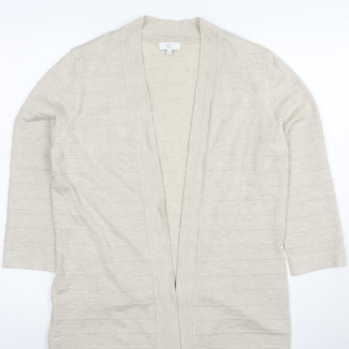 CC Women Beige Open Long Sleeve Cardigan Medium Knit Lightweight