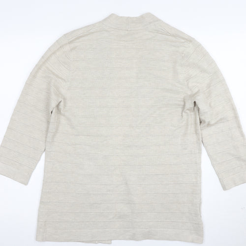 CC Women Beige Open Long Sleeve Cardigan Medium Knit Lightweight
