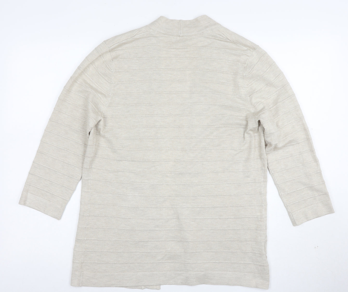 CC Women Beige Open Long Sleeve Cardigan Medium Knit Lightweight