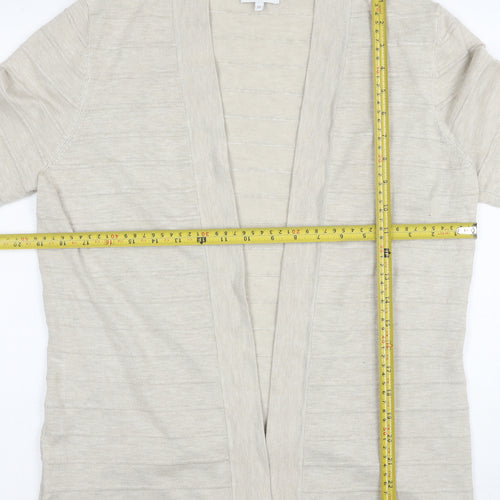 CC Women Beige Open Long Sleeve Cardigan Medium Knit Lightweight