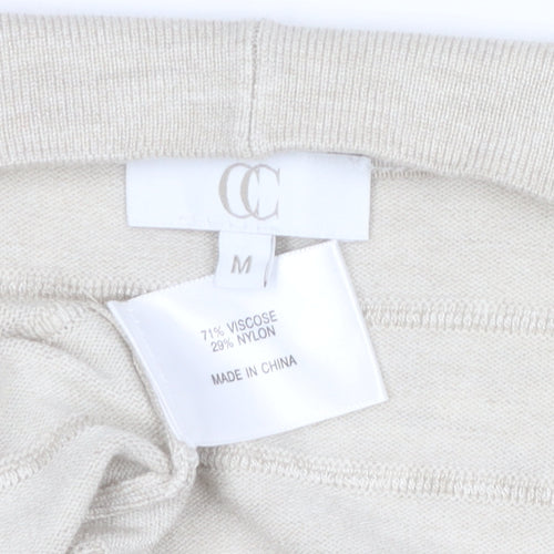 CC Women Beige Open Long Sleeve Cardigan Medium Knit Lightweight